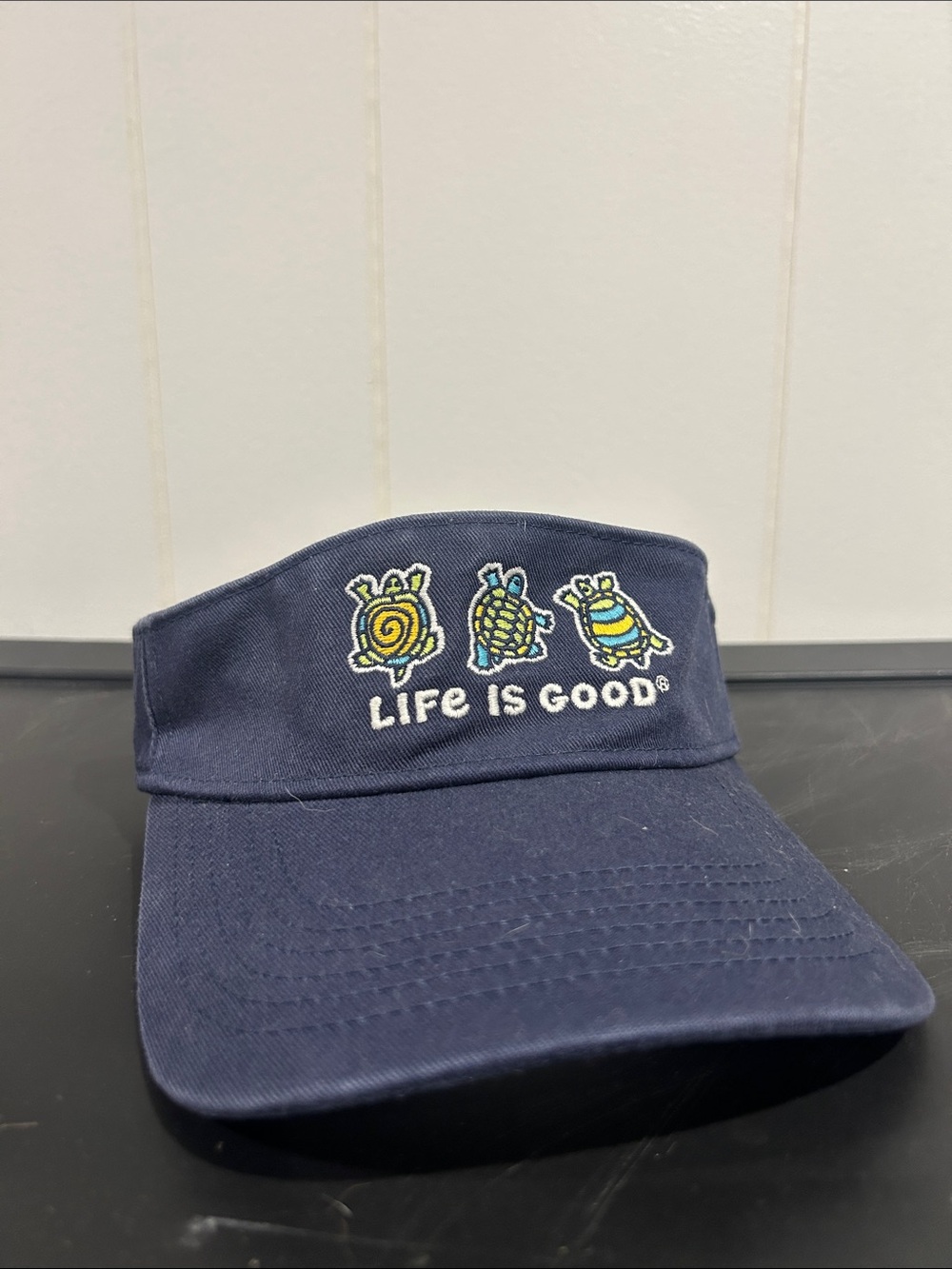 Life Is Good Navy Visor with Colorful Turtle Trio